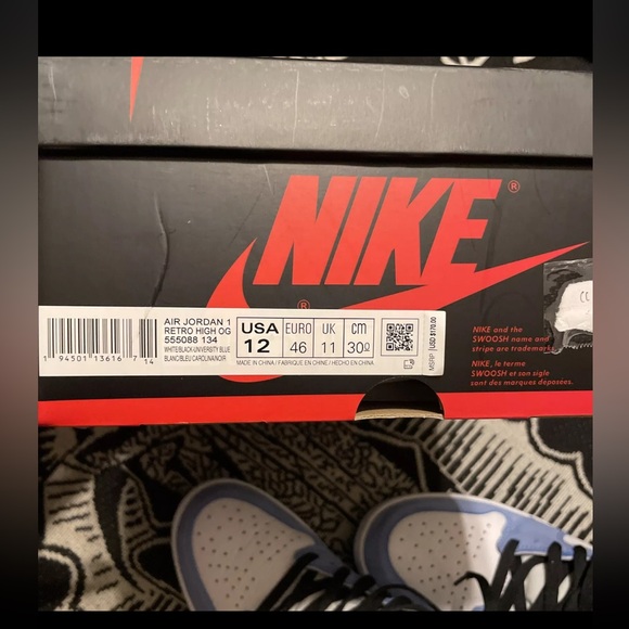 Clean Size 12 - Jordan 1 Retro OG High University Blue 555088 134 - Picture 6 of 10